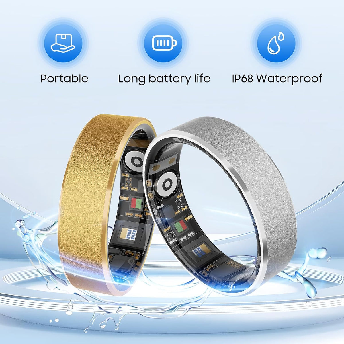Smart Health Ring, Featuring Stress and Sleep Monitoring Functions, Compatibl...