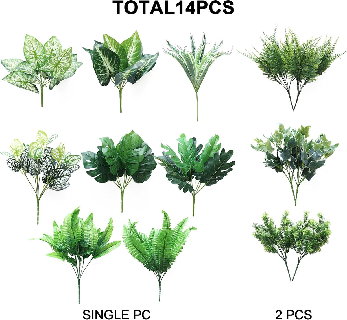 14 Bunches Fake Plants Outdoor, Fake Bushes UV Resistant Artificial Flowers G...