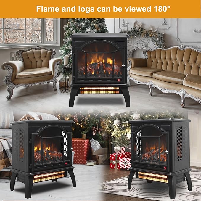 18" Electric Fireplace Stove, Freestanding Fireplaces Heater