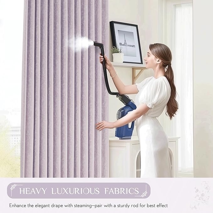 Beauoop Purple Floral Jacquard Blackout Curtains 63 Inches Long 2 Panels