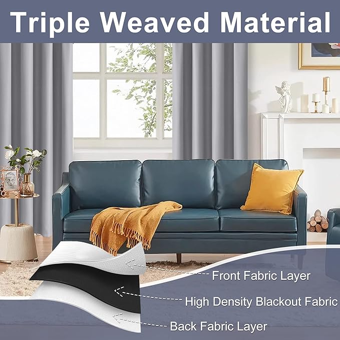 JIUZHEN Blackout Curtains for Bedroom– Thermal Insulated, Noise Reducing Room