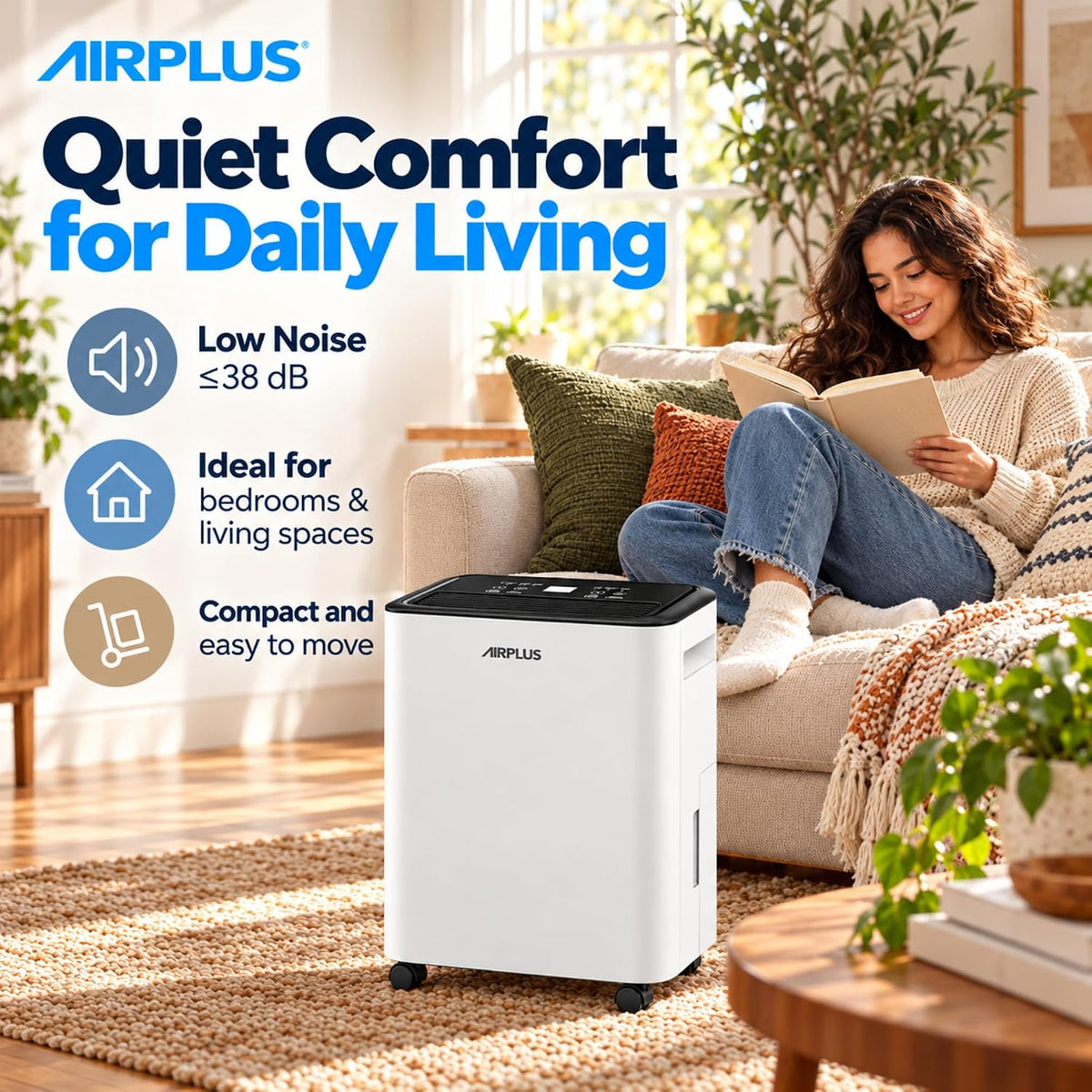 AIRPLUS Max 26 Pint Small Dehumidifier for Home Bedroom up to 1500 Sq Ft
