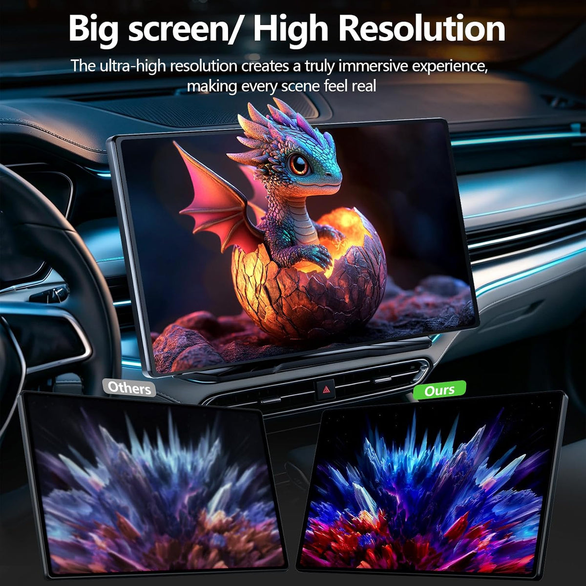 9" Wireless CarPlay Screen with Apple Car Play & Android Auto for Ca...