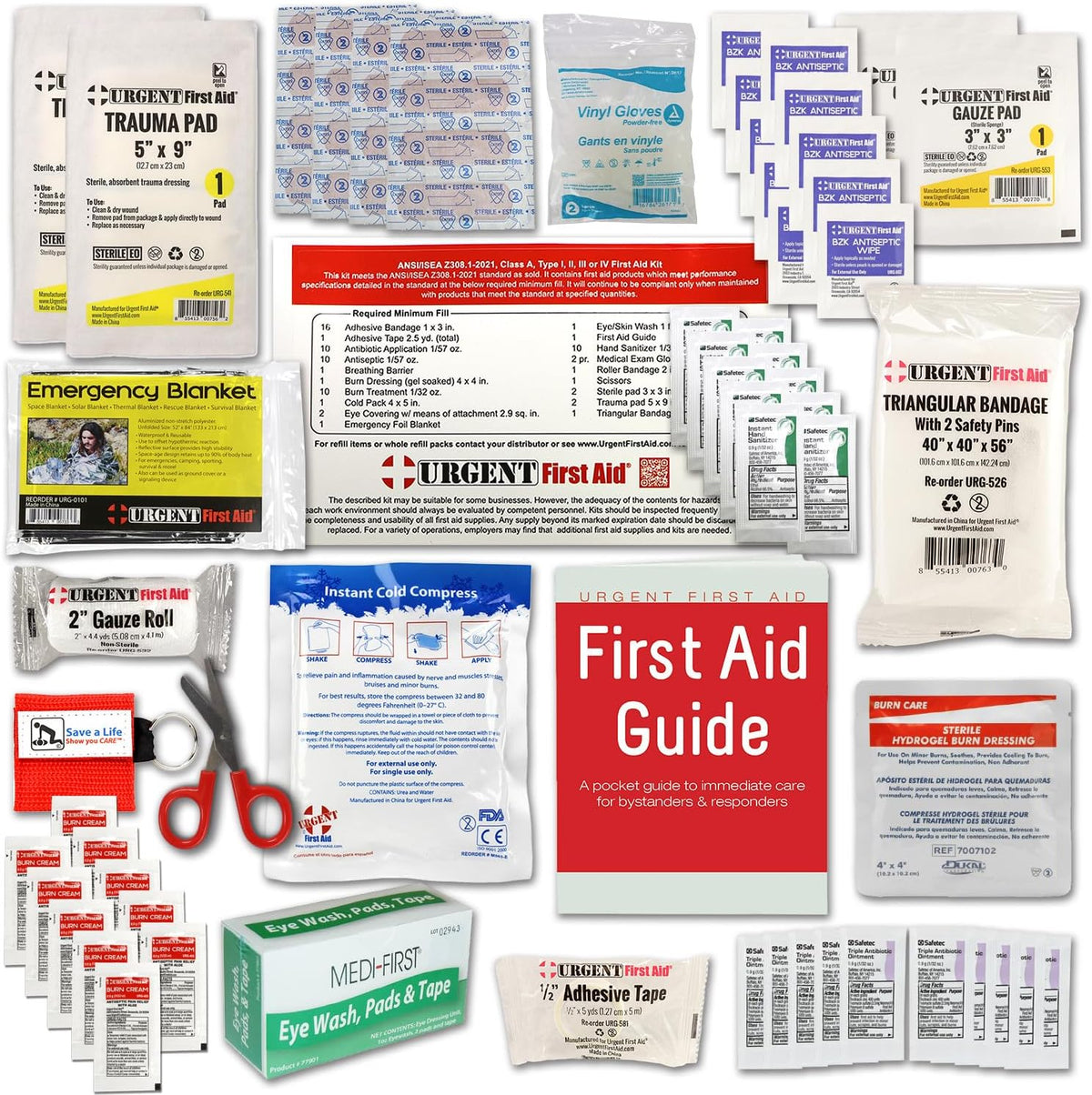 OSHA & ANSI 2021 Class A Refill Kit, 25 Person, 78 Pieces, First Aid Refill