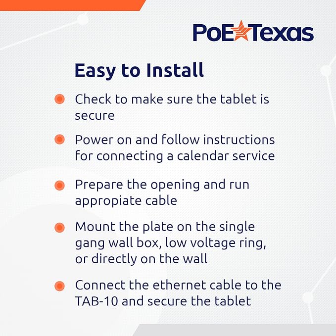 PoE Texas 8" Touchscreen Meeting Room Scheduler Tablet