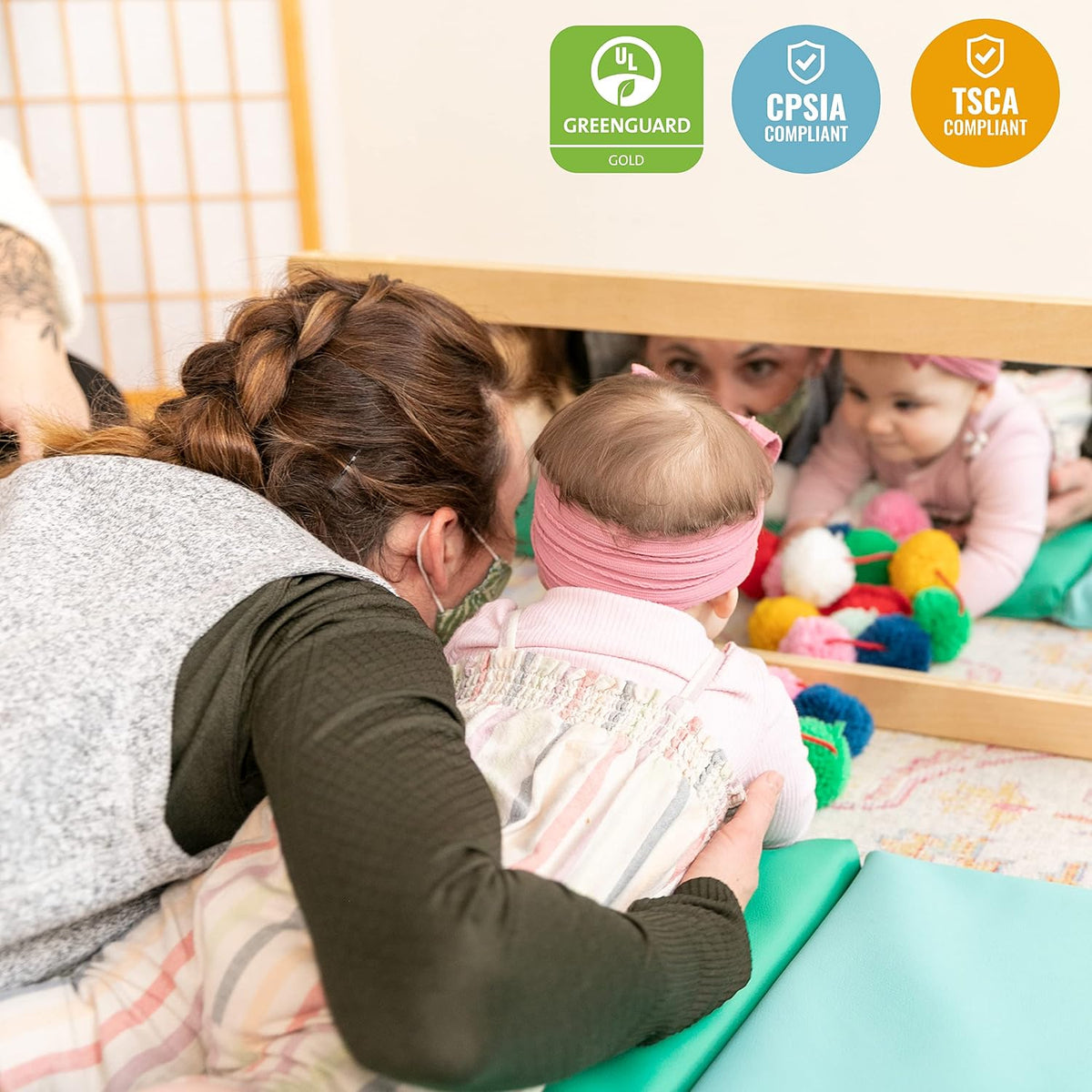 ECR4Kids Double-Sided Wooden Bi-Directional Mirror, Montessori, Natural | Dur...