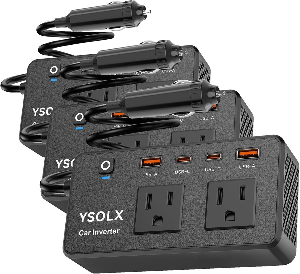 300W Portable Charger Car Power Inverters for Vehicle (Pack of 3)