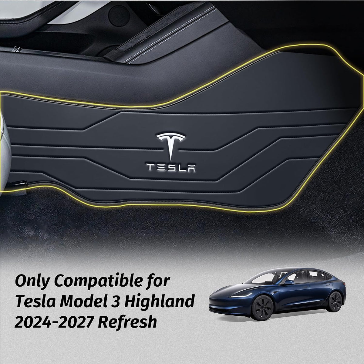 Center Console Leather Side Anti-Kick Mats(2 Pieces) Designed for Tesla Model...