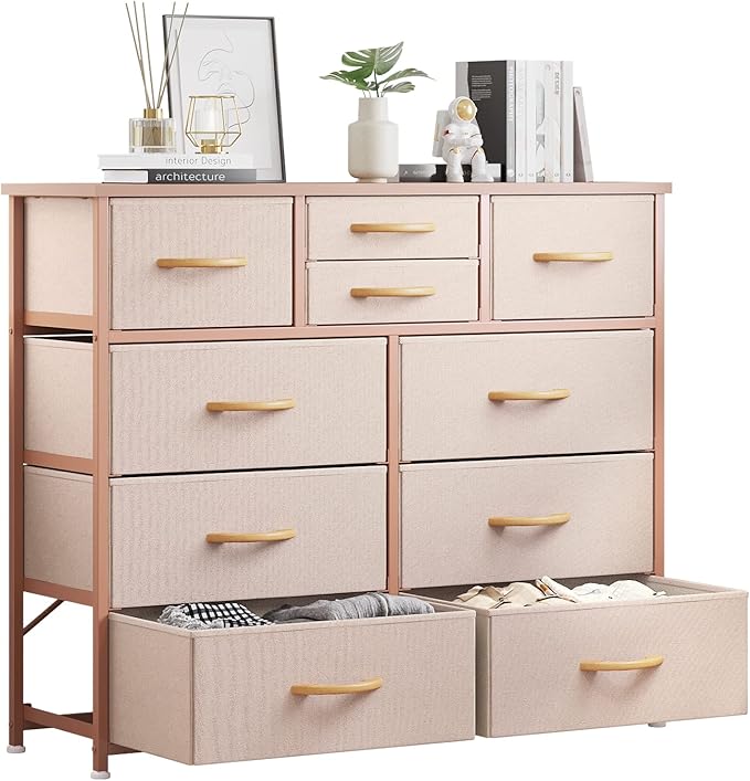 LUMTOK 10-Drawer Dresser, Fabric Storage Dressers Drawers