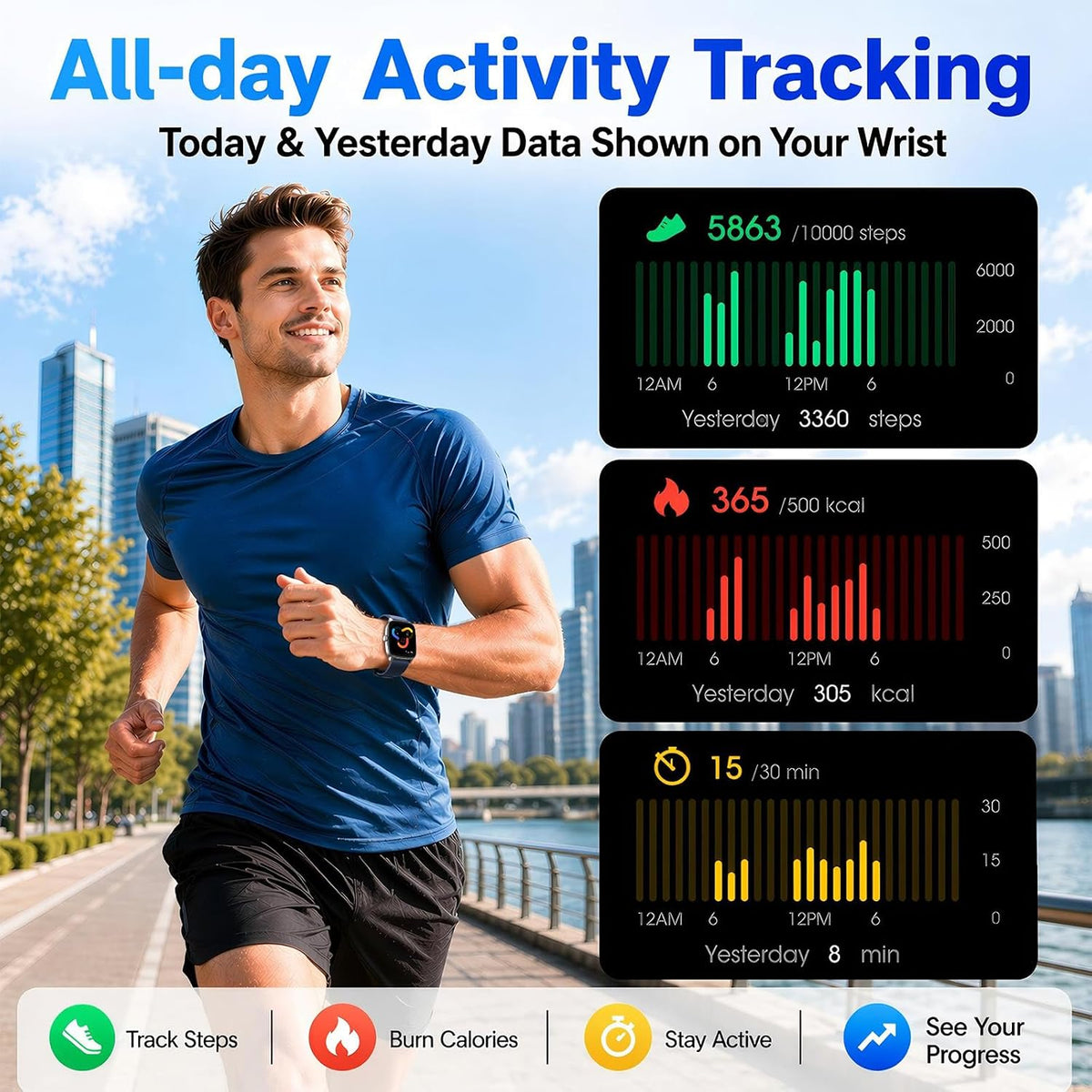 Pedometer Watch Senior Friendly No App No Phone Required, Activity Tracker