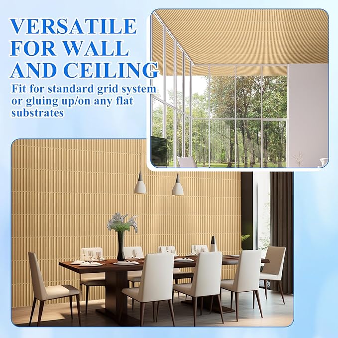 Nuanchu 32 Pcs 3D Slat Wall Panels 12 x 12 Inch PVC Fluted Textured Panel