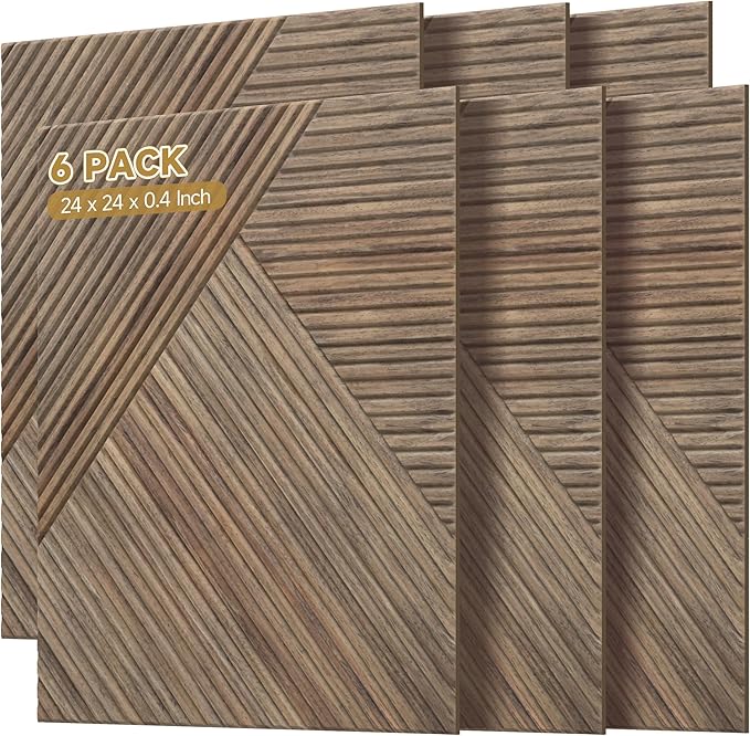 Autorific Acoustic Wall Panels, 6 Pack Total Size 72 x 48 Inches, Self-Adhesive