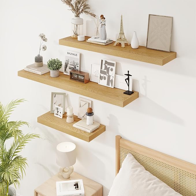 30in Floating Shelves for Wall, 2 Pack Long Wall Mounted Engineered Wood Shelves