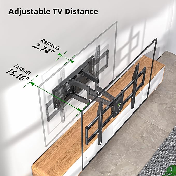 Full Motion TV Wall Mount for Most 37"-84" Flat Screen TV, Swivel o...
