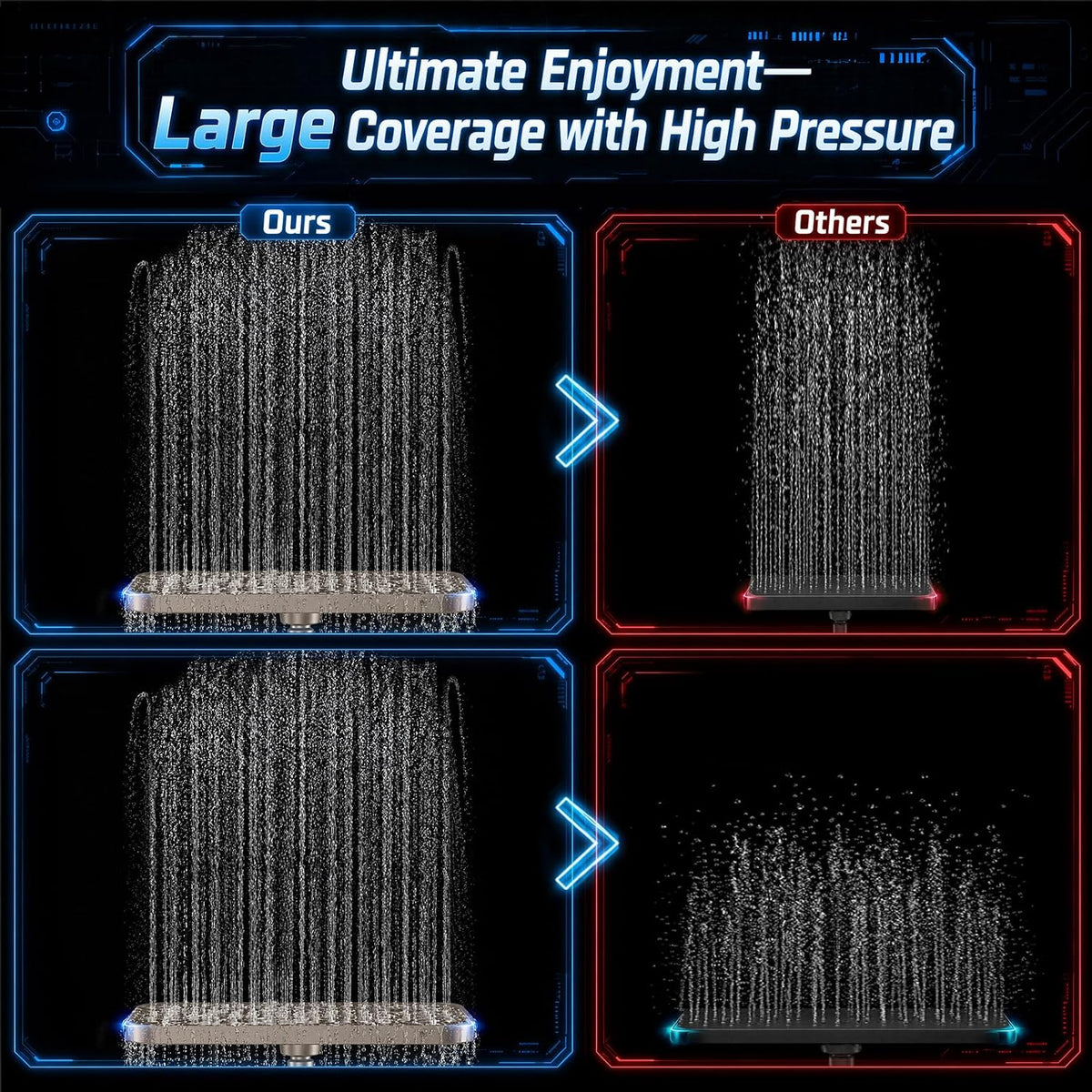 Veken 12" Rain Shower Head with Handheld,High Pressure Power Wash,Magnetic