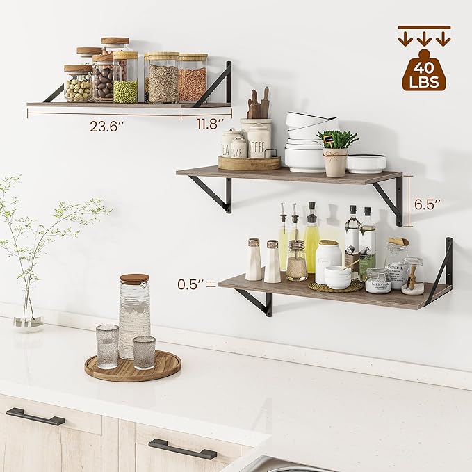 Heimlove 24" W x 12" D Wall Shelves (Set of 3)