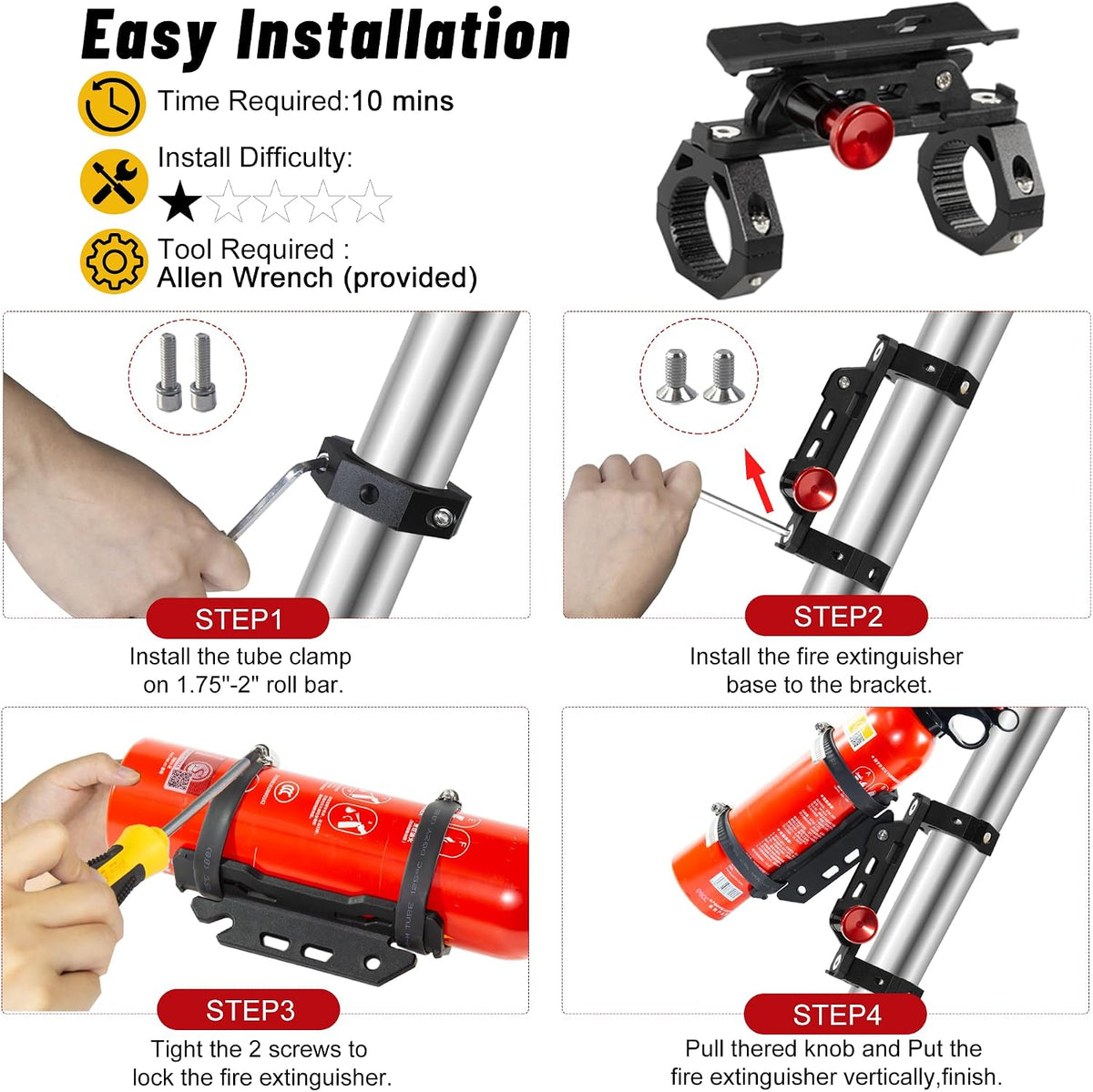 ZHILXN UTV Fire Extinguisher Mount Kit, Quick Release Extinguisher Holder