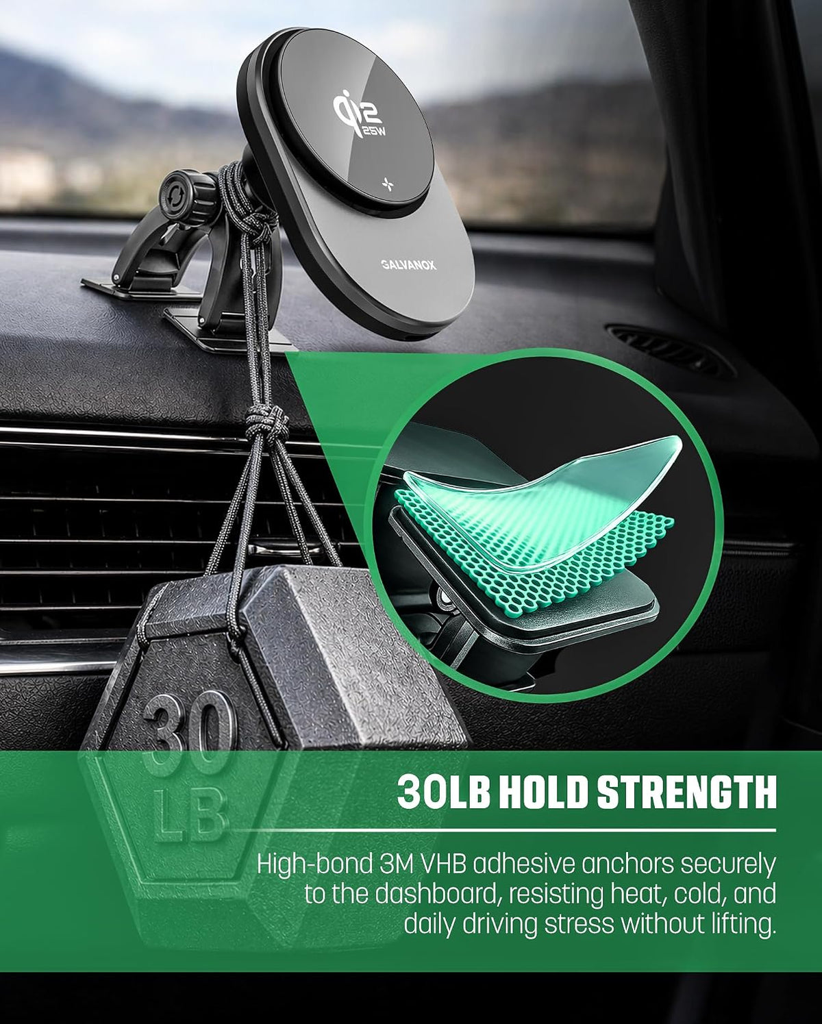 Galvanox Magnetic Wireless Car Charger Mount for Samsung Galaxy Phones, Qi2.2...