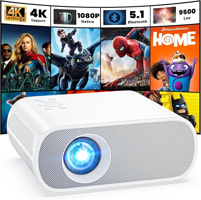 HOMPOW Projector, Native 1080P Full HD Bluetooth Projector
