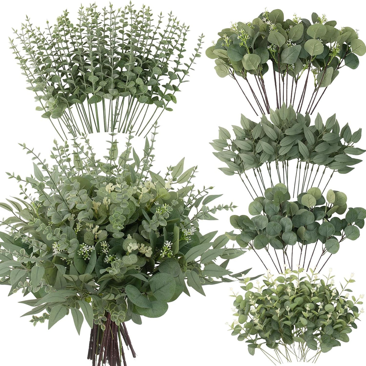 lovemoon 130 Pcs Mixed Eucalyptus Stem, Artificial Greenery Stems for Decor