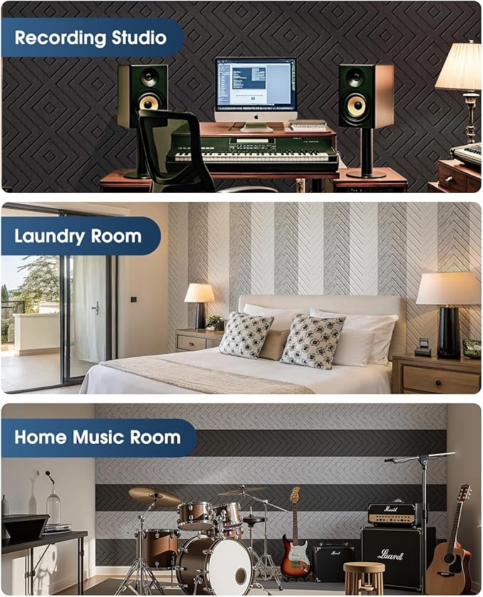 Woovio Sound Proof Foam Panels for Walls, 18 Pack Self-Adhesive Acoustic Panels