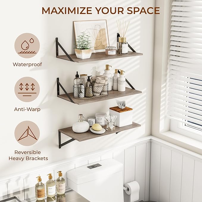 Heimlove 24" W x 12" D Wall Shelves (Set of 3)