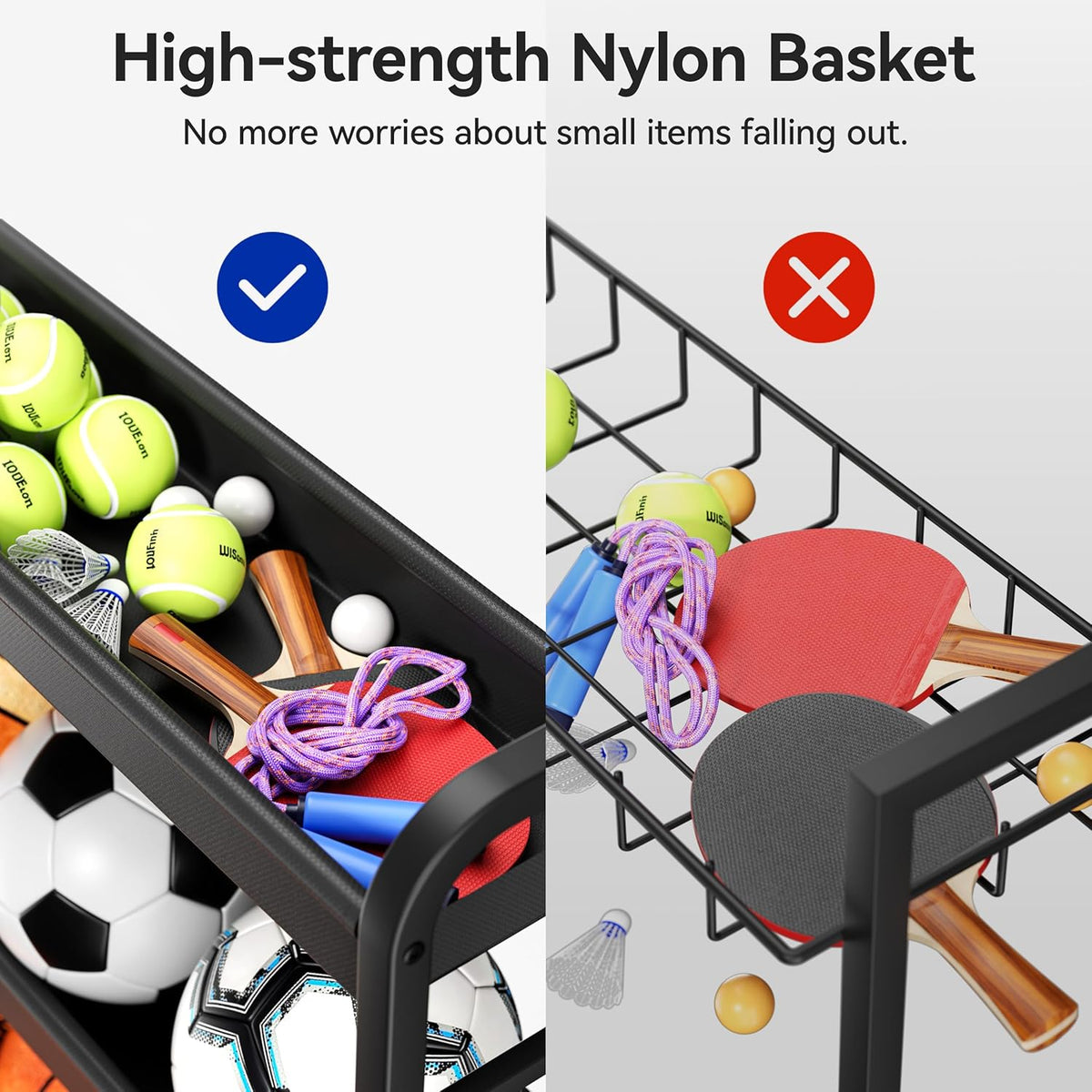 Sports Equipment Organizer, Large Capacity Garage Ball Storage Rack