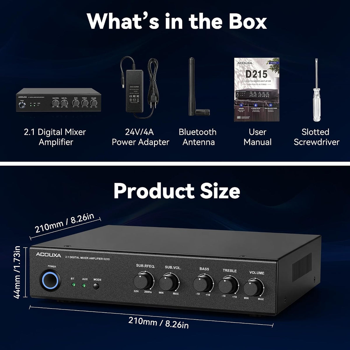 2.1 Channel Bluetooth 6.0 Amplifier, Passive Subwoofer and Crossover