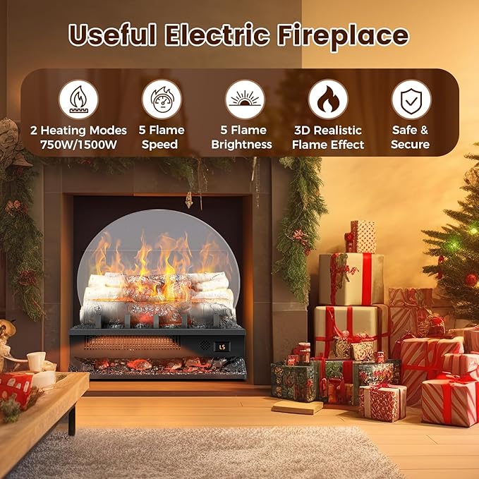 21" Freestanding Electric Fireplace Log Set