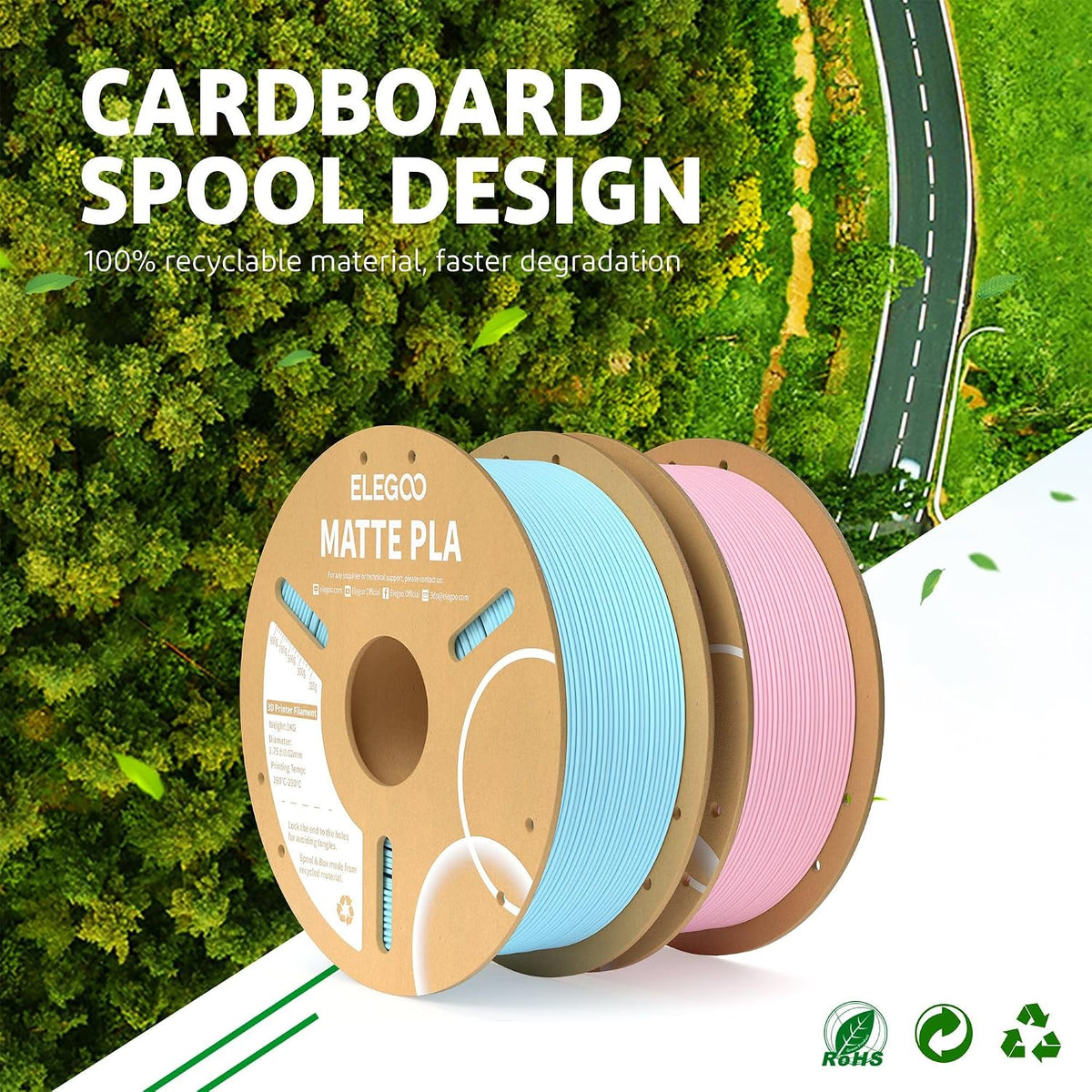 ELEGOO Matte PLA 3D Printer Filament Bundle 4KG 1.75mm 4 Colors