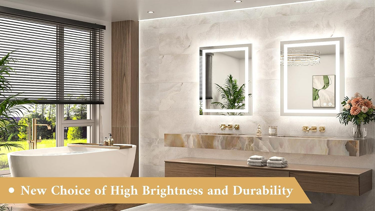 LED Bathroom Mirror 24 x 30 Inch Lighted Bathroom Vanity Mirror with Lights, ...