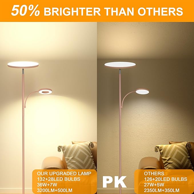 marctronic Pink Floor Lamp, 42W 4000LM Super Bright LED Room Lamp