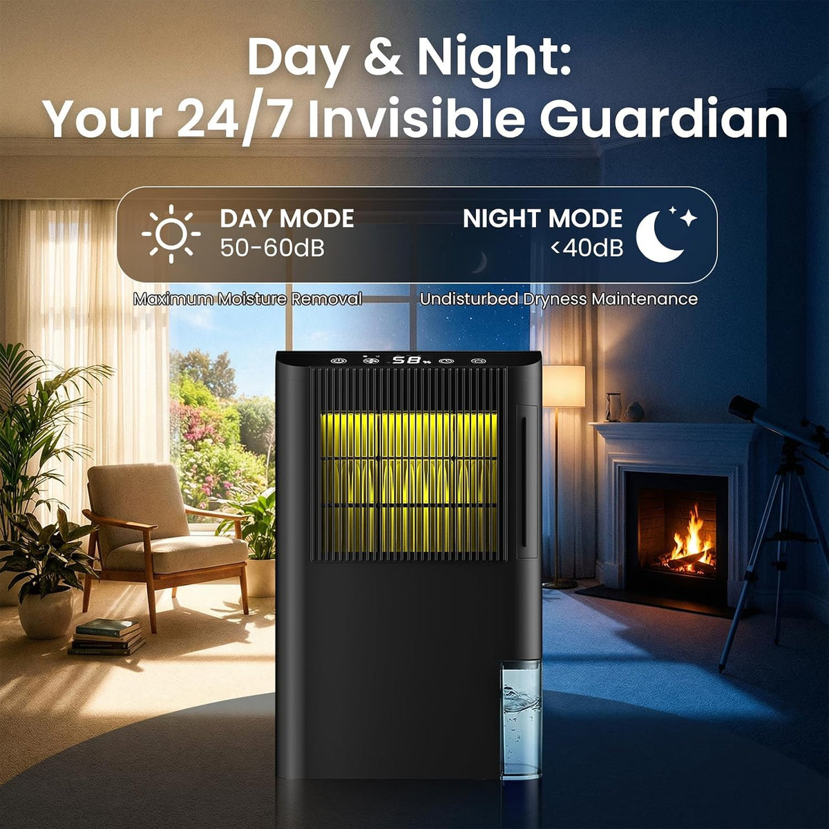 Rotary Desiccant Dehumidifier with Digital Humidity Display for Home