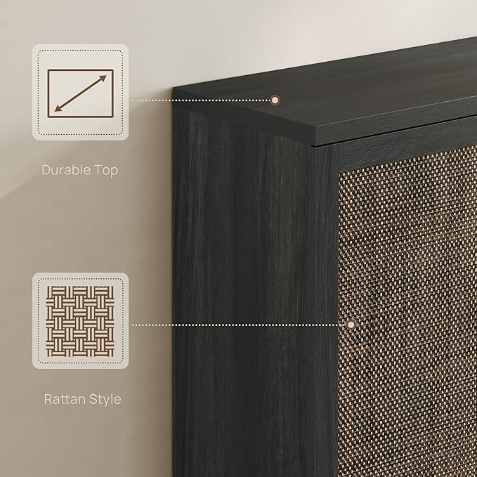 SICOTAS Rattan Shoe Storage Cabinet