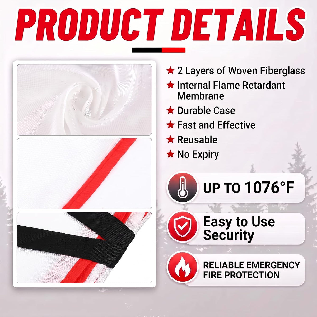 Copkim 30 Pcs Fire Blankets Emergency for Home and Kitchen, Gloves, Hooks