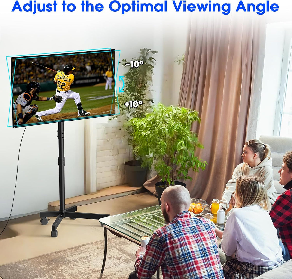 Rolling TV Stand, Mobile TV Stand for 23-60 Inch LCD LED TVs, Black