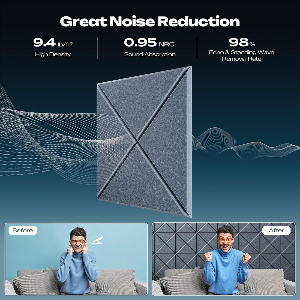 Sonicism 22 Pack X-Lined Acoustic Panels