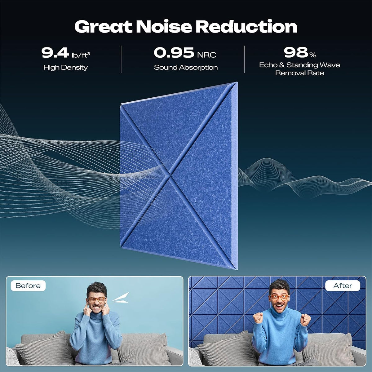 Sonicism 12 Pack X-Lined Acoustic Panels