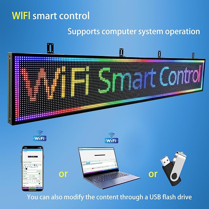 P10 77"X14"Programmable Led Sign Custom Scrolling Outdoor Digital D...