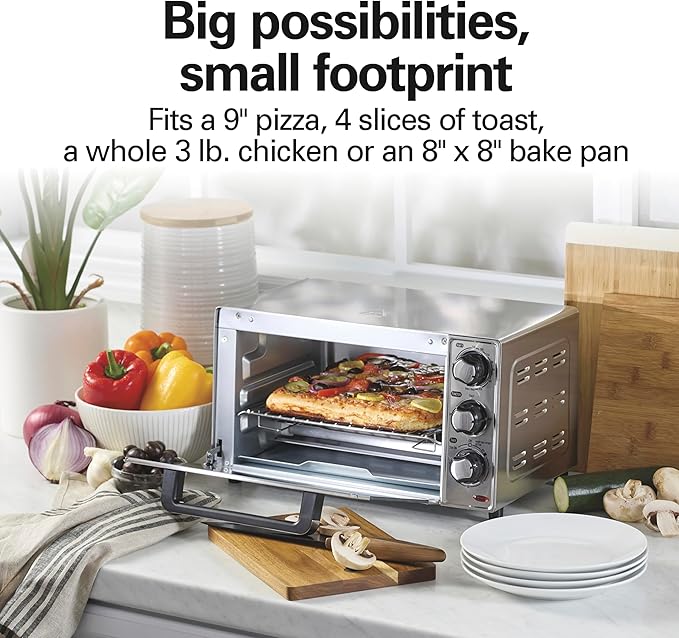 Hamilton Beach Countertop Toaster Oven & Pizza Maker Large 4-Slice Capacity