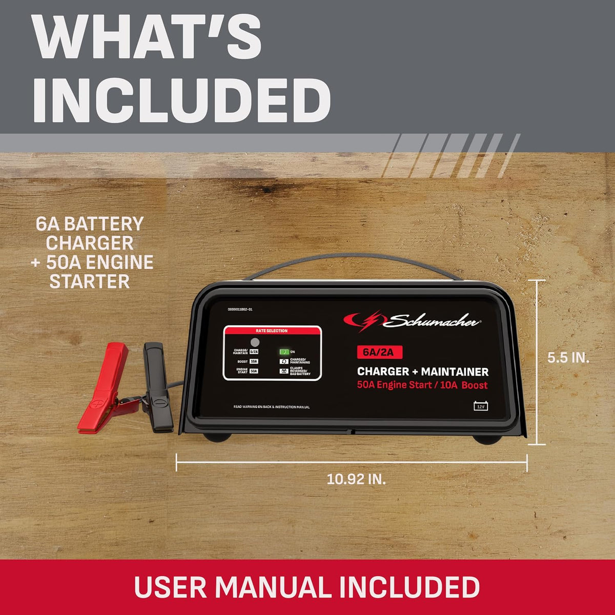 Schumacher Electric 6A Car Battery Charger & Maintainer, 12V – SC1361