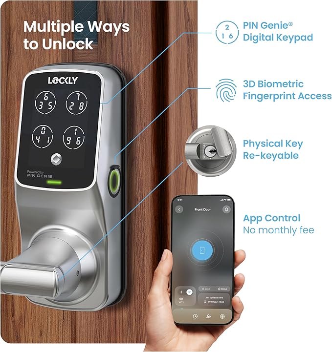 Lockly Secure Pro Smart Lock Wi-Fi, Keyless Entry Digital Keypad Door Lock