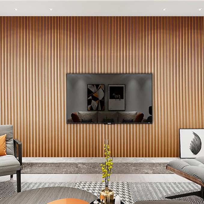 Art3dwallpanels Slat Wall Paneling, 8 Pack Wavy Grain Panel Wall Slats