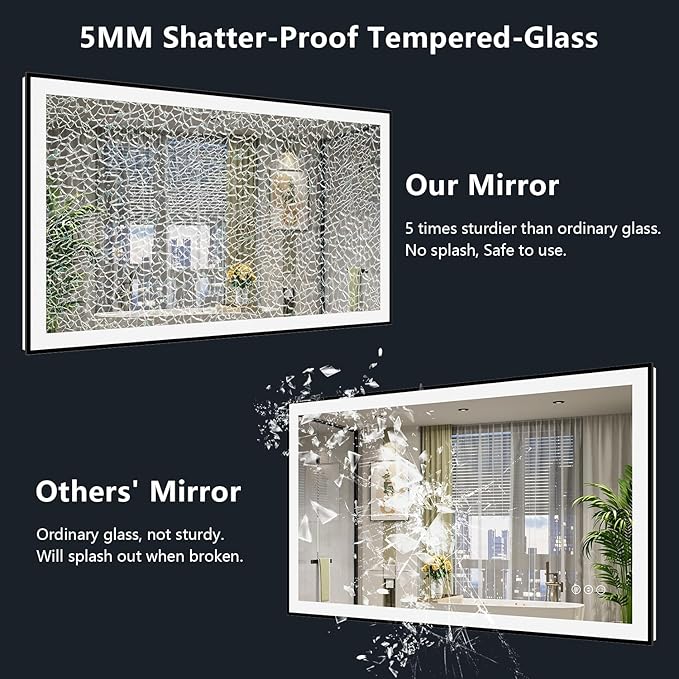 YEELAIT 40x32 Inch LED Bathroom Mirror