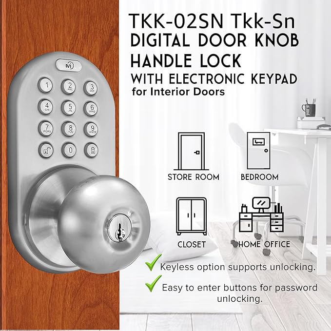 MiLocks TKK-02SN Tkk-Sn Digital Door Knob Lock