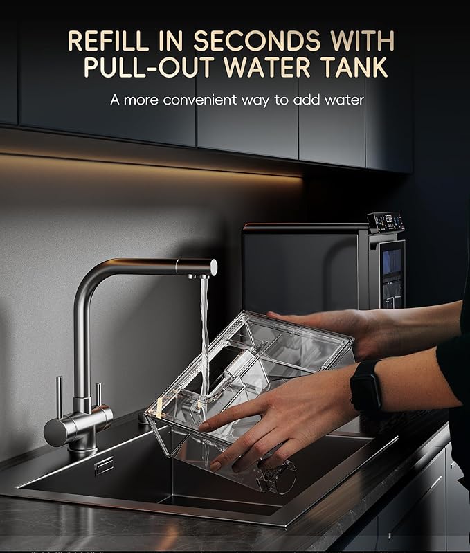 ecozy Nugget Ice Maker Countertop, Smart Pebble Ice Machine