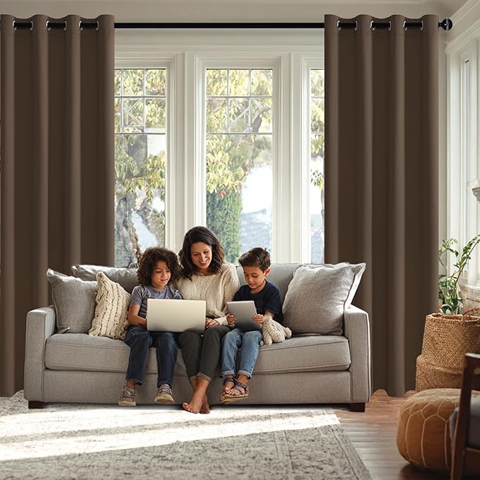JIUZHEN Brown Blackout Curtains