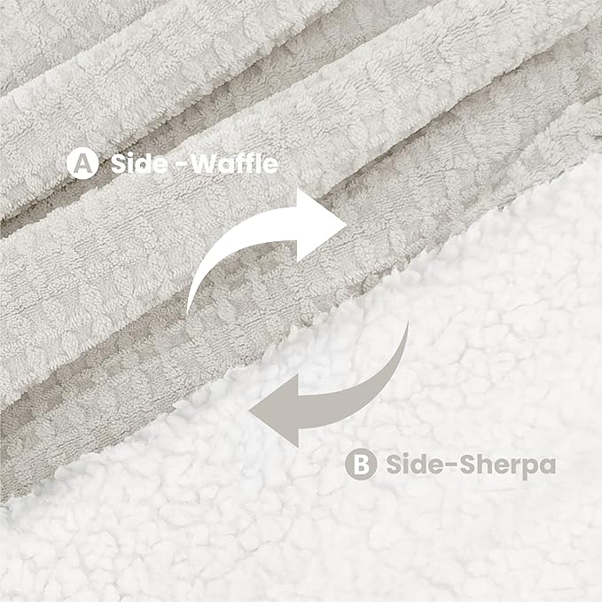 Heated Blanket Electric Blanket Twin Waffle, 62x84 Inches Sherpa Fleece Fast
