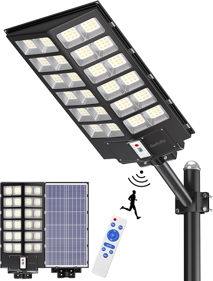 Gefolly SL-9800W Solar Street Lights Outdoor, 860000LM Commercial Parking Lot