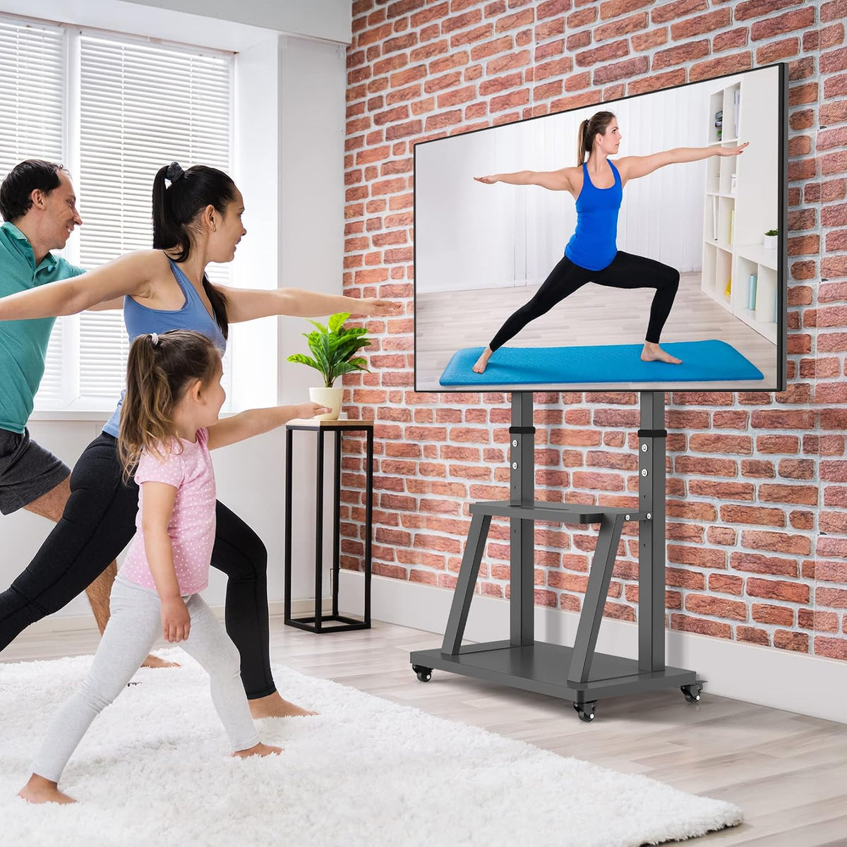 unho Tall Mobile TV Stand: Floor TV Mount Stand Height Adjustable